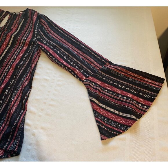 Jodifl Womens Boho Top Tie Front Size L Floral Peasant Dark Cottage Hippie - Picture 8 of 10